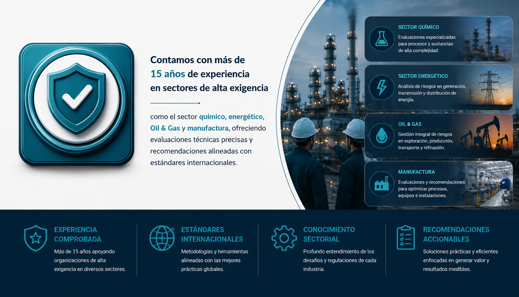 mas de 15 años de experiencia en análiss de riesgos ente business